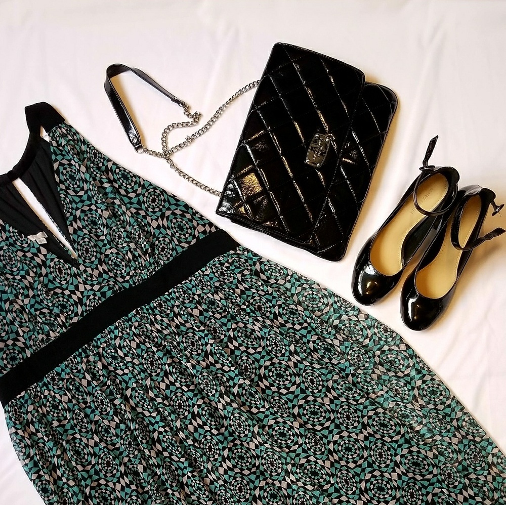 London Times Blue Printed Dress